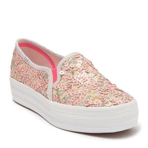 KEDS • Triple Decker Pink Sequin Sneakers